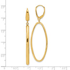 14K Polished Oval Dangle Leverback Earrings