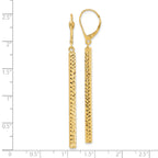 14K Polished and Diamond-cut Bar Dangle Leverback Earrings