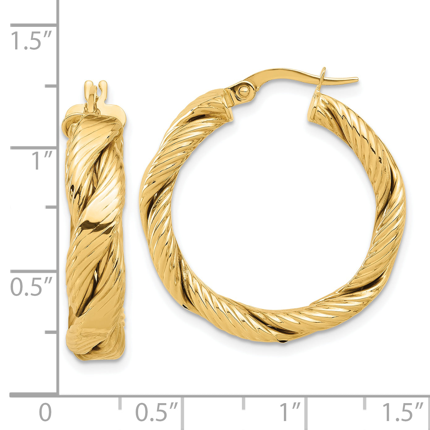 14K Polished and Textured Braided Hoop Earrings