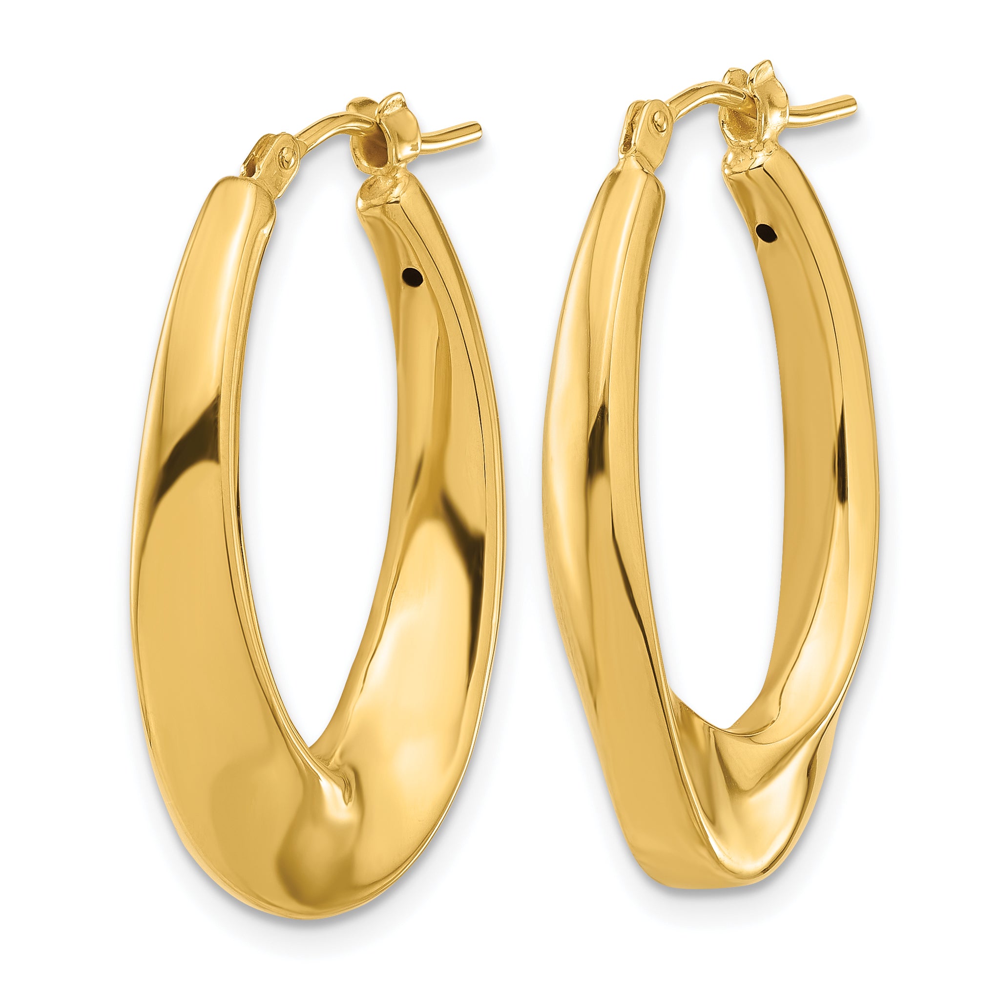 14K Polished Hollow Oval Twist Hoop Earrings Secondary image