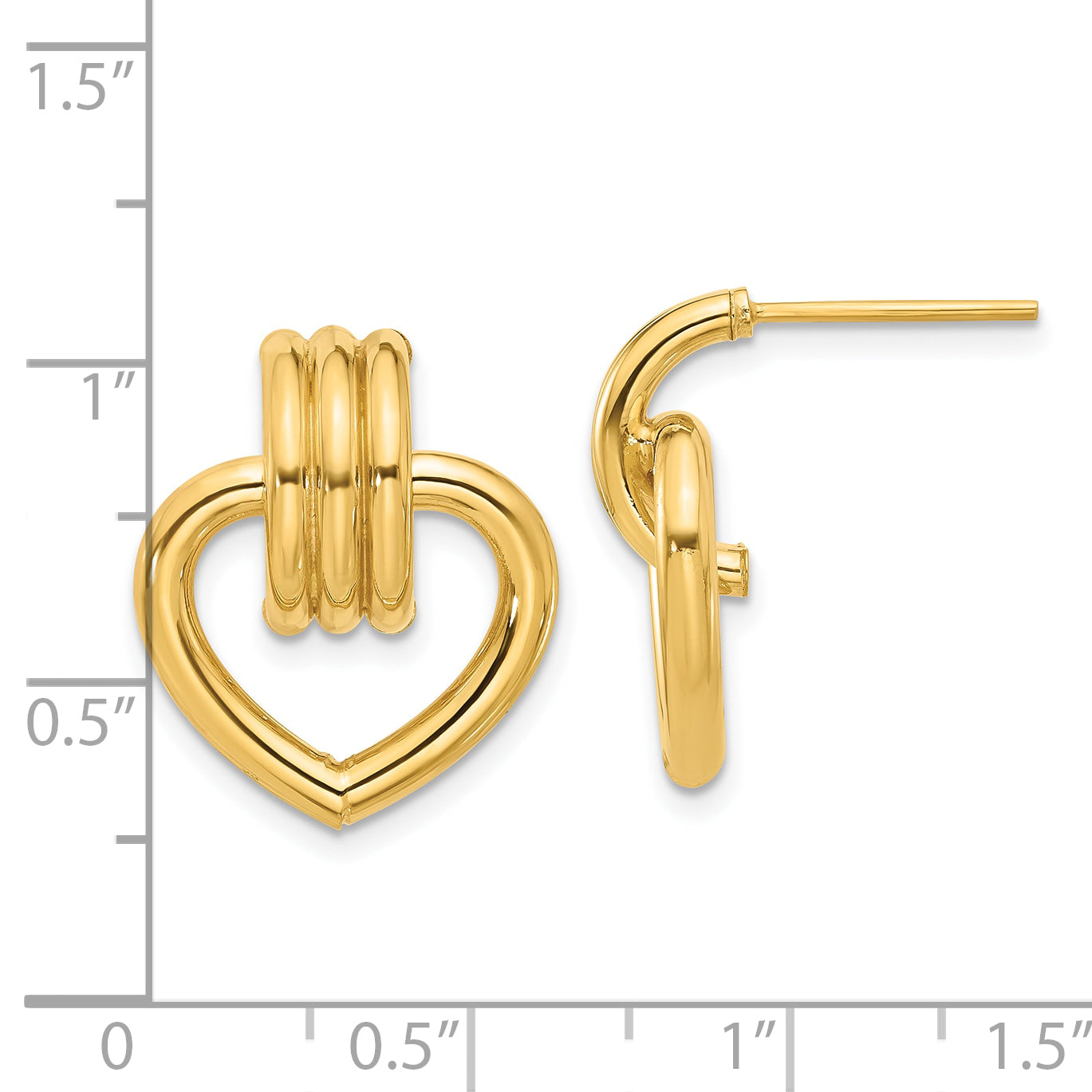 14K Polished Heart Post Earrings