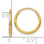 14k 1.00mm Endless Hoop Earring