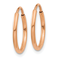 14k Rose Gold 1.00mm Polished Endless Hoop Earrings