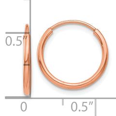14k Rose Gold 1.00mm Polished Endless Hoop Earrings