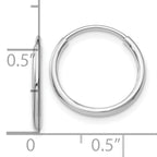 14k White Gold 1.20mm Endless Tube Hoop Earrings