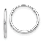 14k White Gold 1.20mm Endless Tube Hoop Earrings