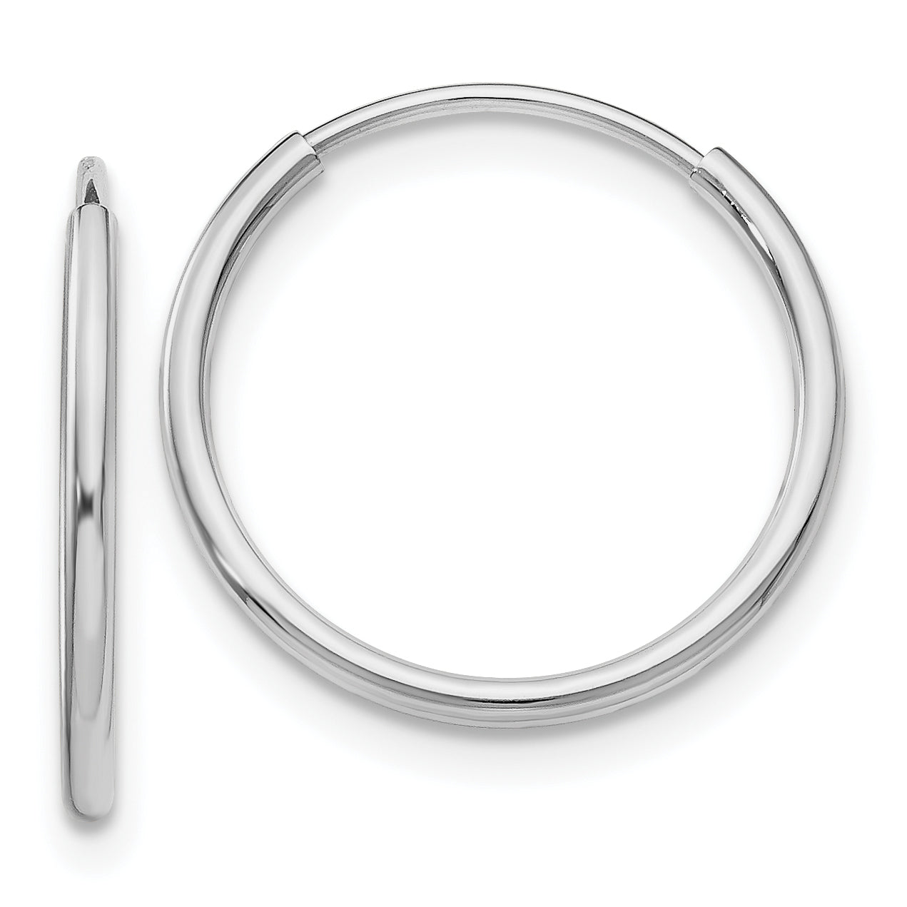 14k White Gold Polished Endless Tube Hoop Earrings Main image