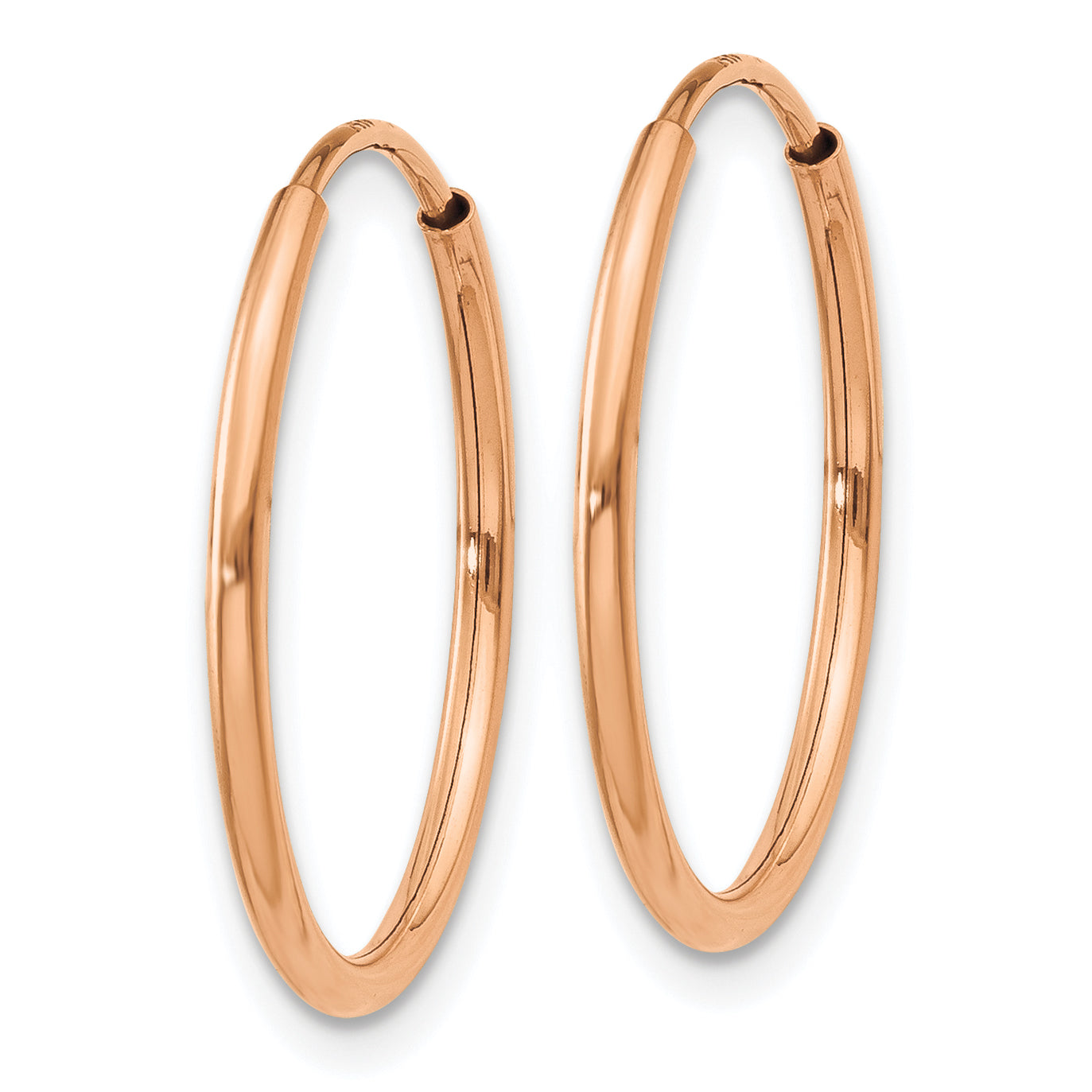 14k Rose Gold 1.00mm Polished Endless Hoop Earrings