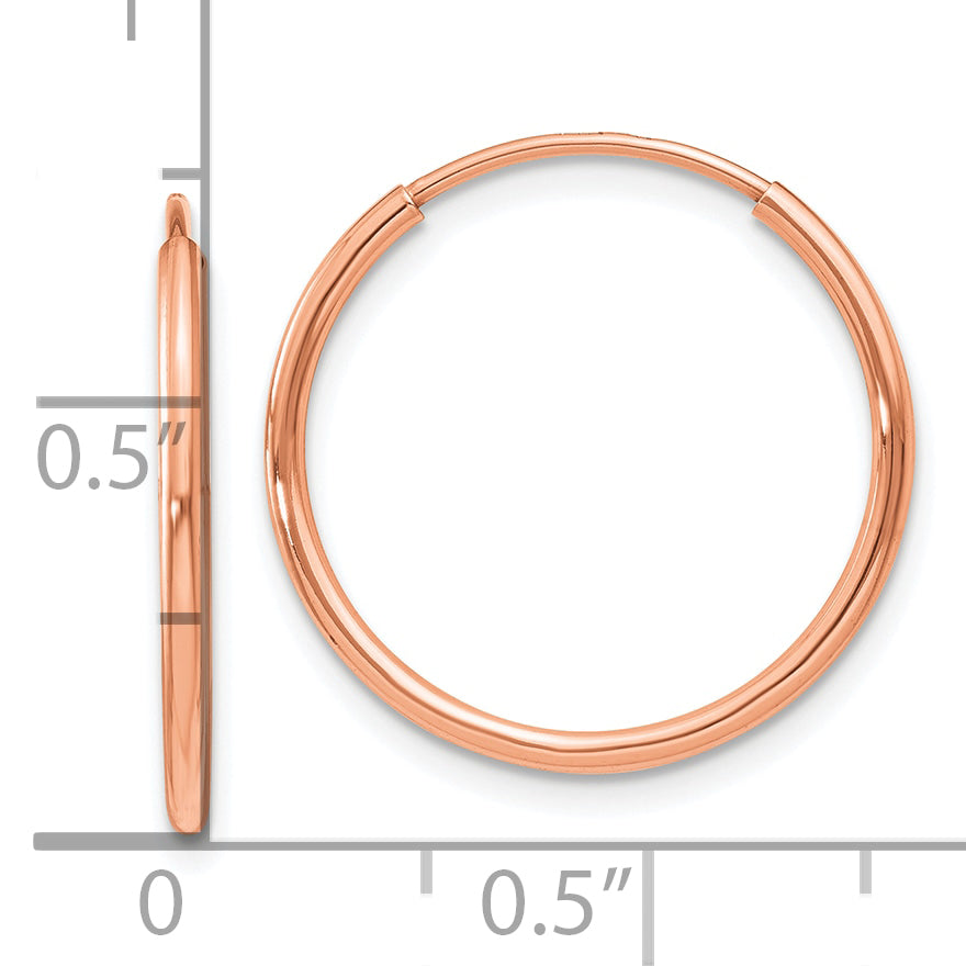 14k Rose Gold 1.00mm Polished Endless Hoop Earrings