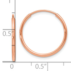 14k Rose Gold 1.00mm Polished Endless Hoop Earrings