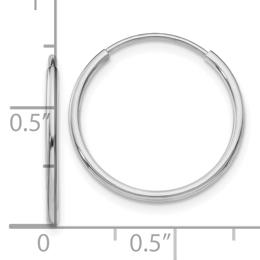 14k White Gold Polished Endless Tube Hoop Earrings