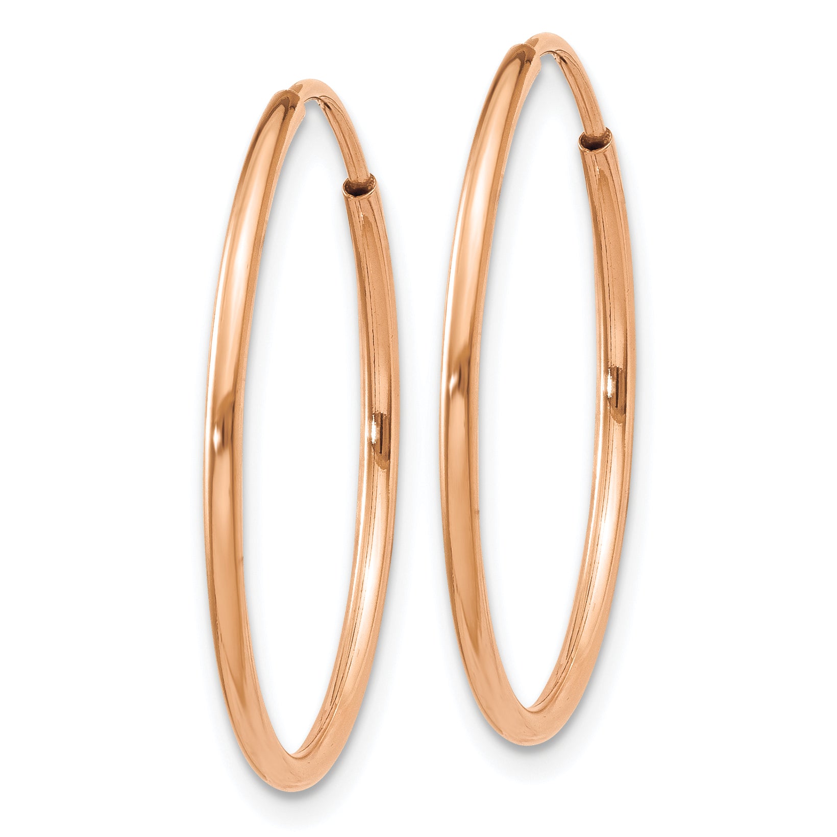 14k Rose Gold 1.00mm Polished Endless Hoop Earrings