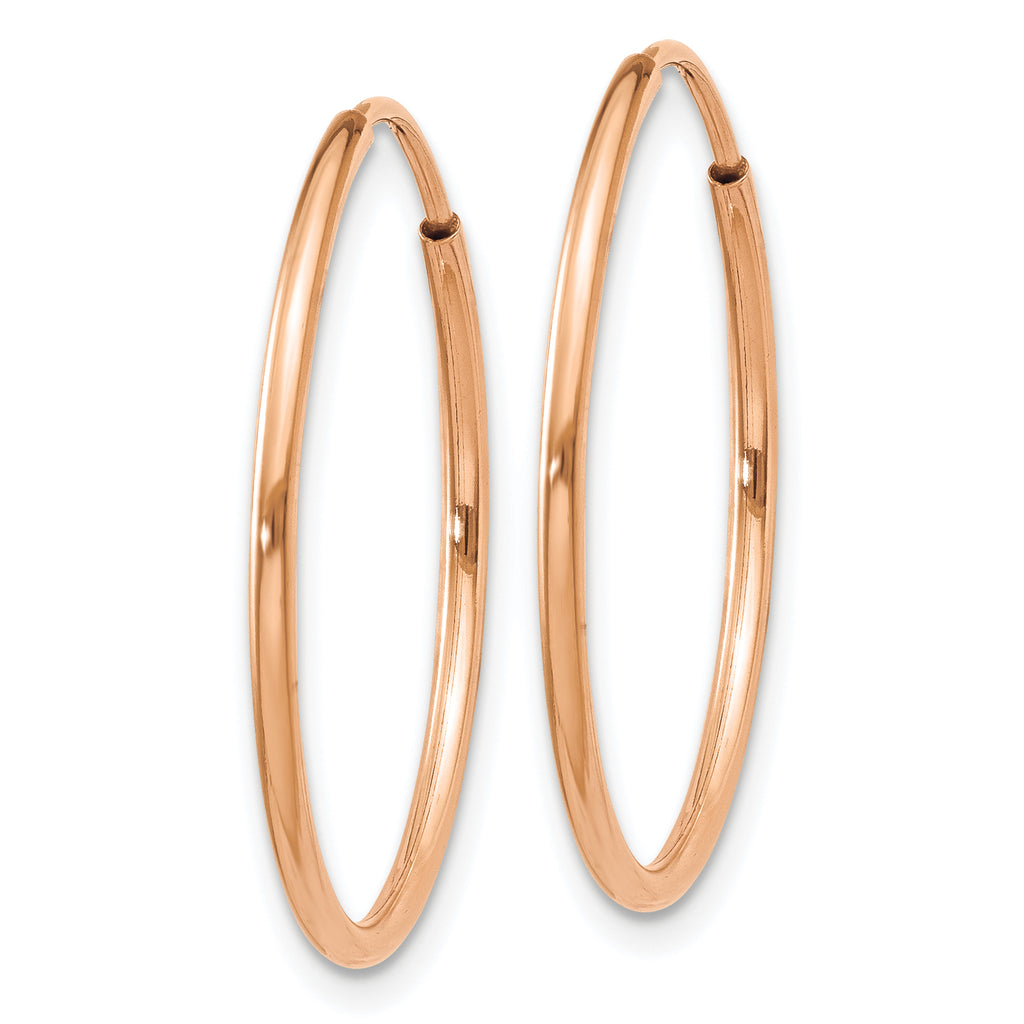 14k Rose Gold 1.00mm Polished Endless Hoop Earrings