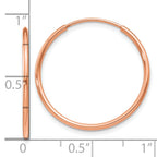 14k Rose Gold 1.00mm Polished Endless Hoop Earrings
