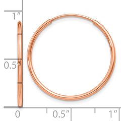 14k Rose Gold 1.00mm Polished Endless Hoop Earrings