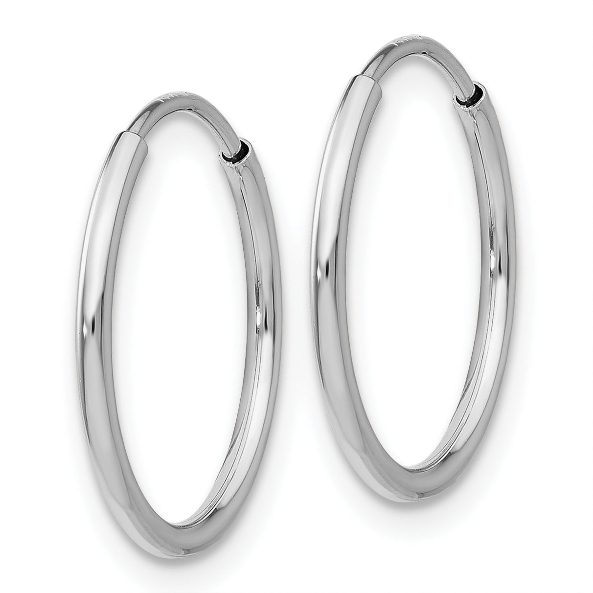 14k White Gold Polished Endless Tube Hoop Earrings Secondary image