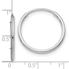 14k White Gold Polished Endless Tube Hoop Earrings