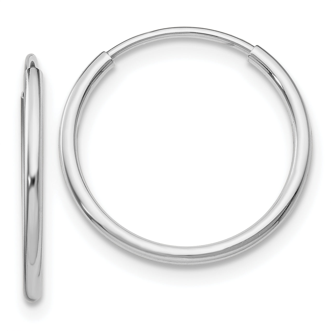 14k White Gold Polished Endless Tube Hoop Earrings Main image