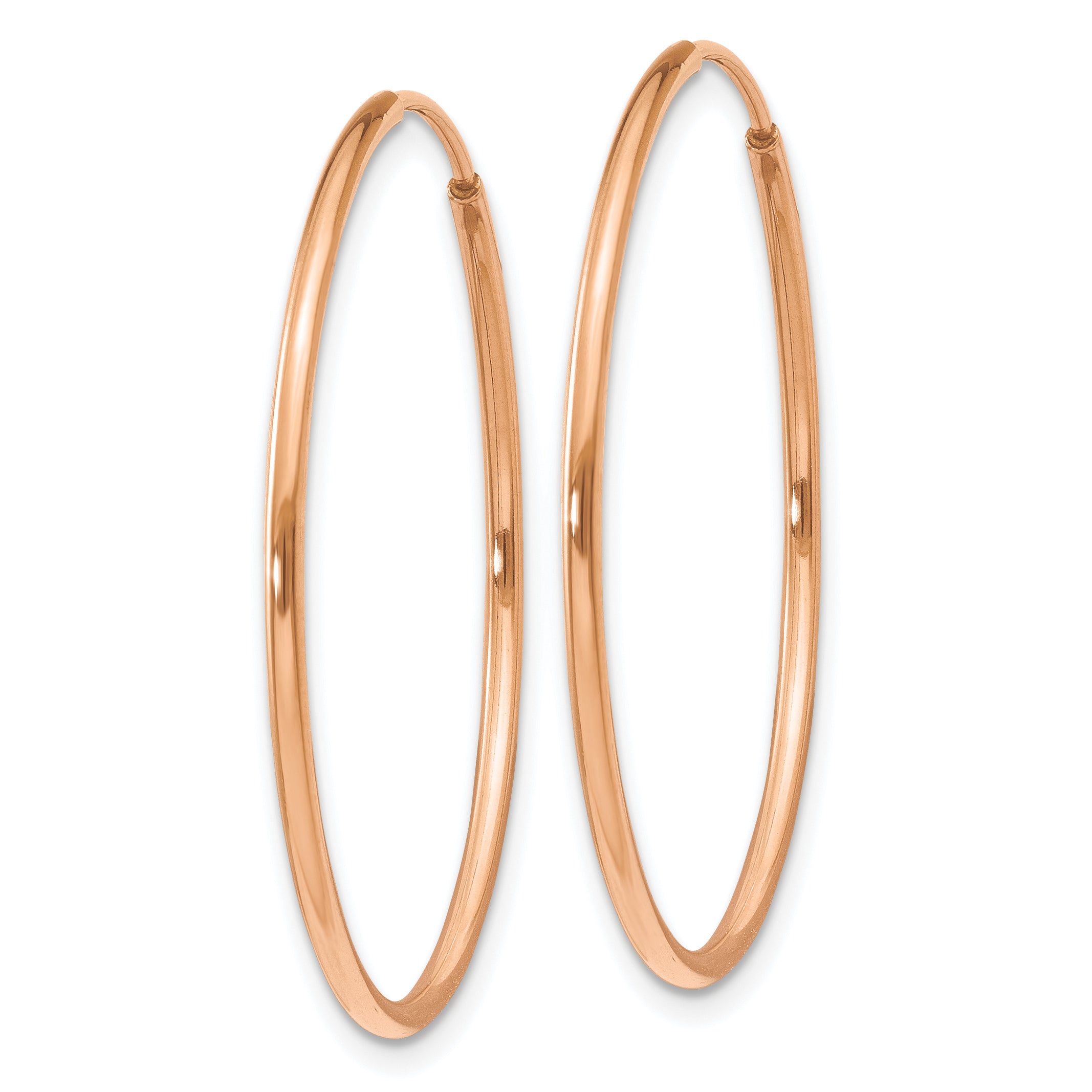 14k Rose Gold 1.0mm Polished Endless Hoop Earrings