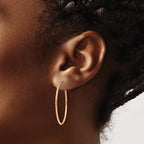 14k Rose Gold 1.0mm Polished Endless Hoop Earrings