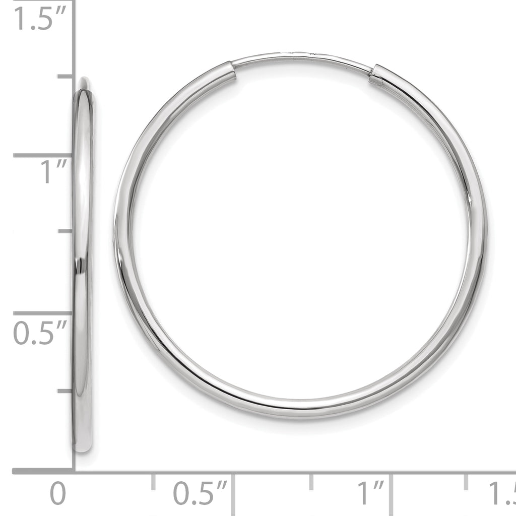 14k White Gold 1.00mm Polished Endless Tube Hoop Earrings