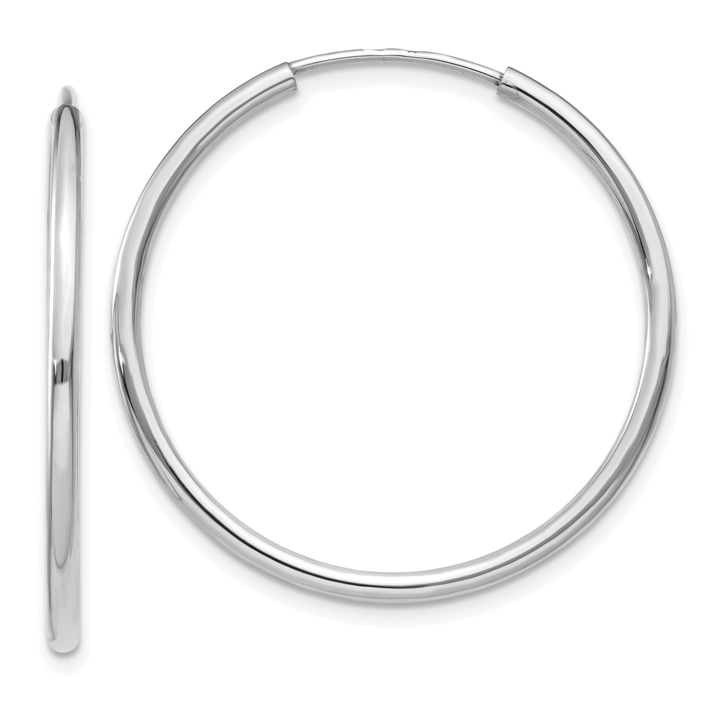 14k White Gold 1.00mm Polished Endless Tube Hoop Earrings Main image
