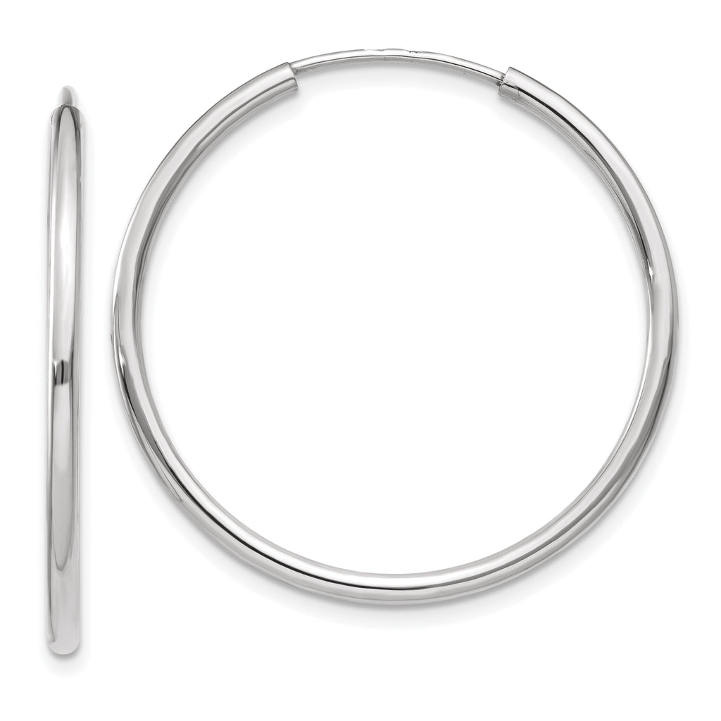 14k White Gold 1.00mm Polished Endless Tube Hoop Earrings