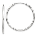 14k White Gold 1.00mm Polished Endless Tube Hoop Earrings