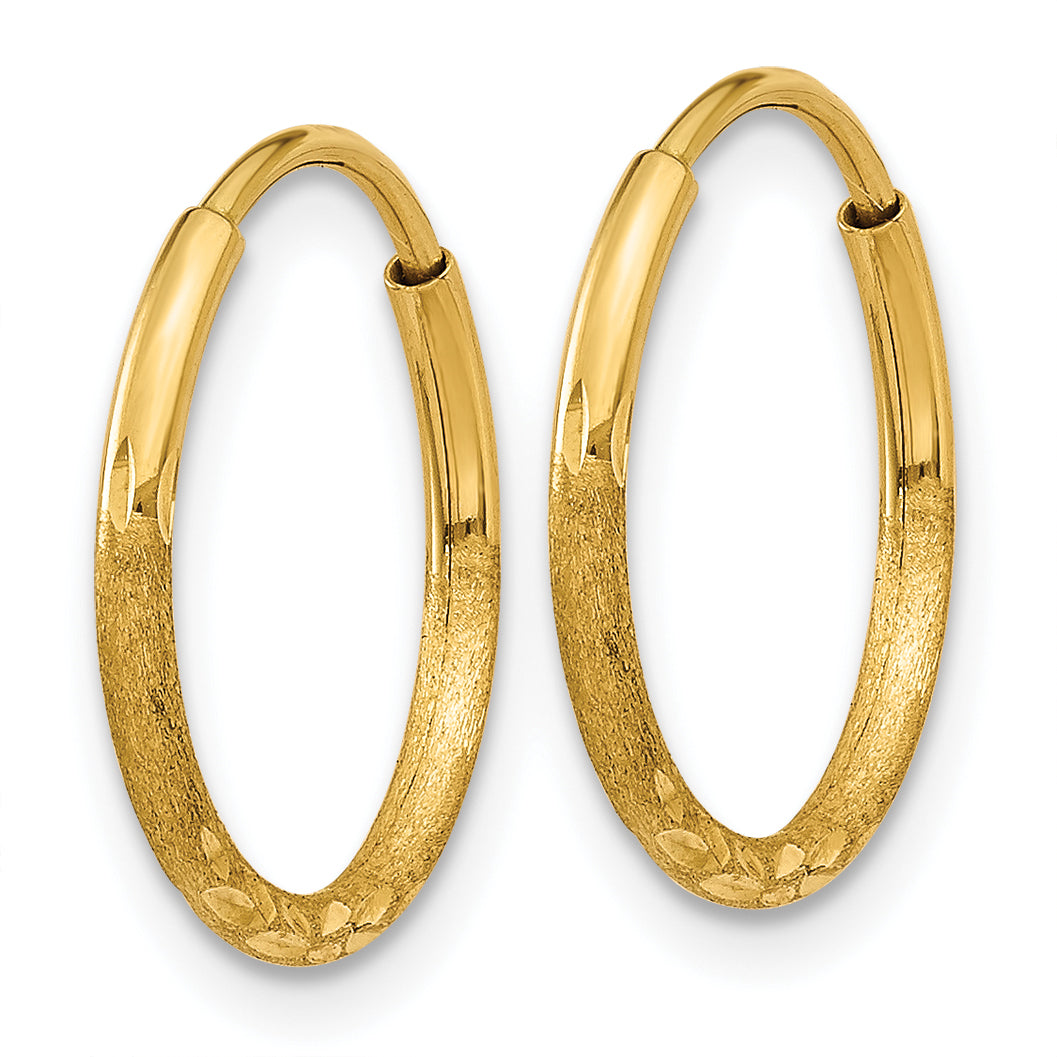14k 1.0mm Diamond-cut Endless Hoop Earring