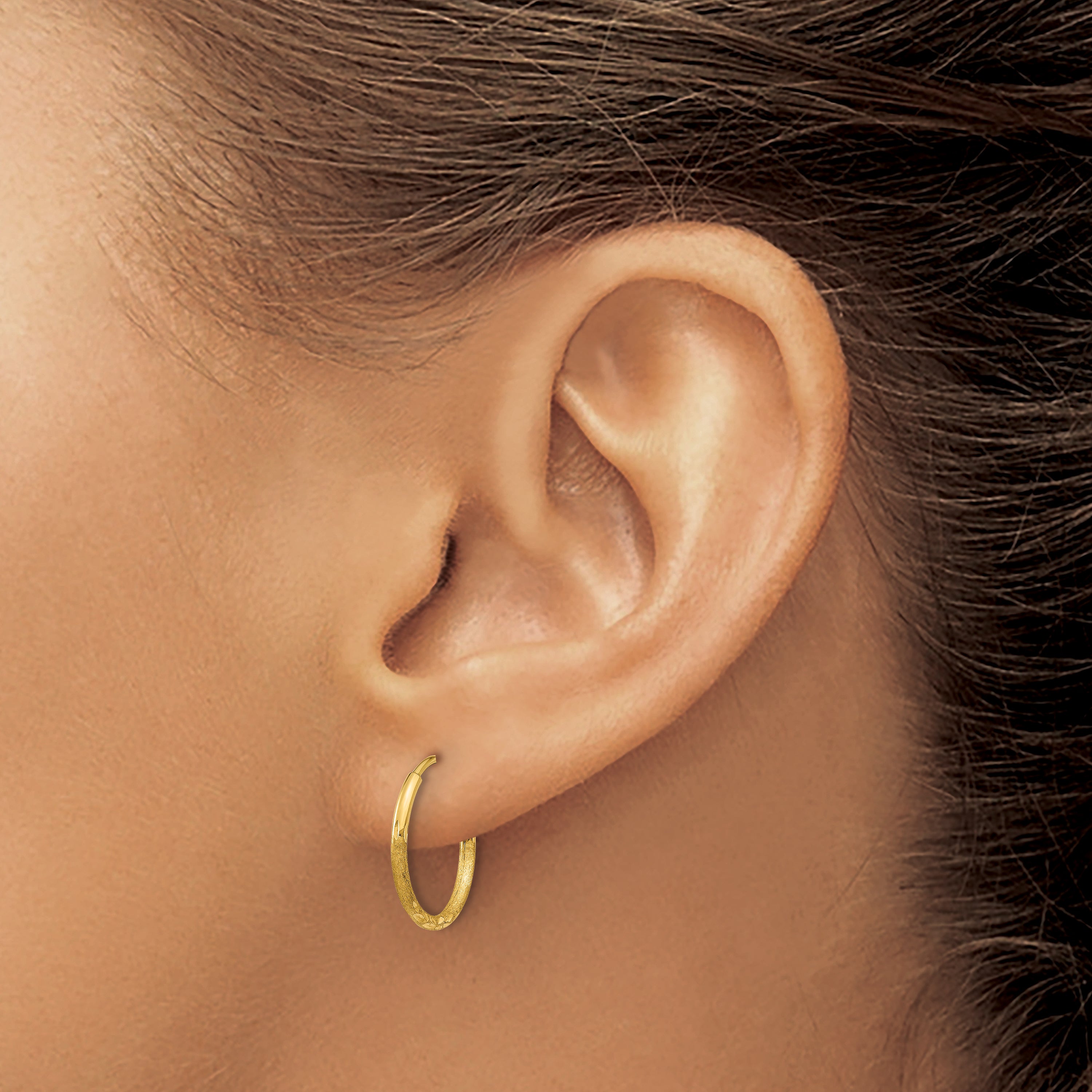 14k 1.0mm Diamond-cut Endless Hoop Earring