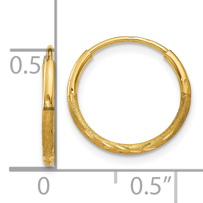 14k 1.0mm Diamond-cut Endless Hoop Earring
