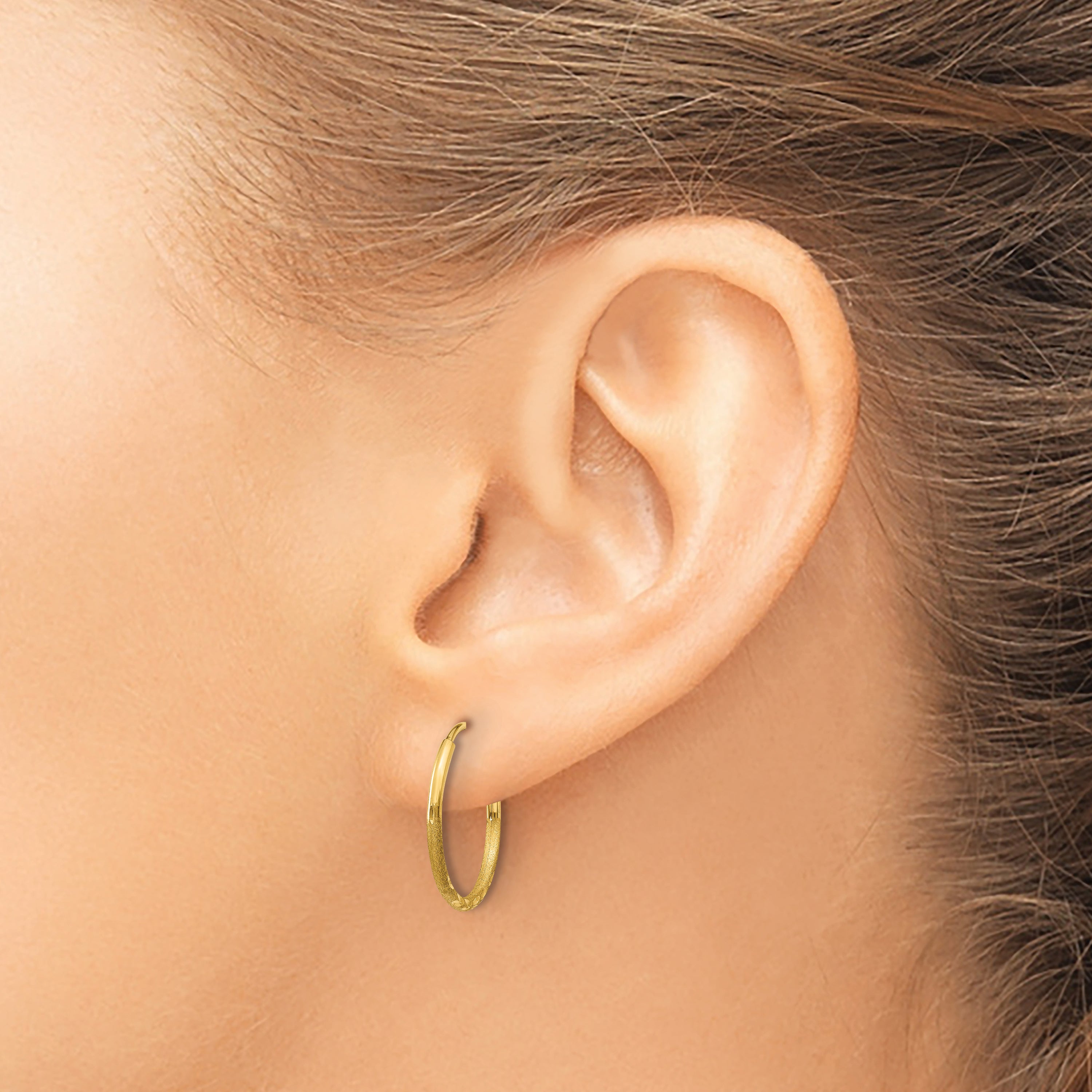 14k 1.0mm Diamond-cut Endless Hoop Earring