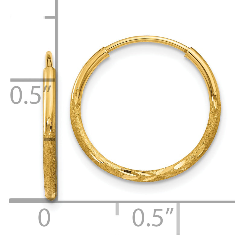 14k 1.0mm Diamond-cut Endless Hoop Earring