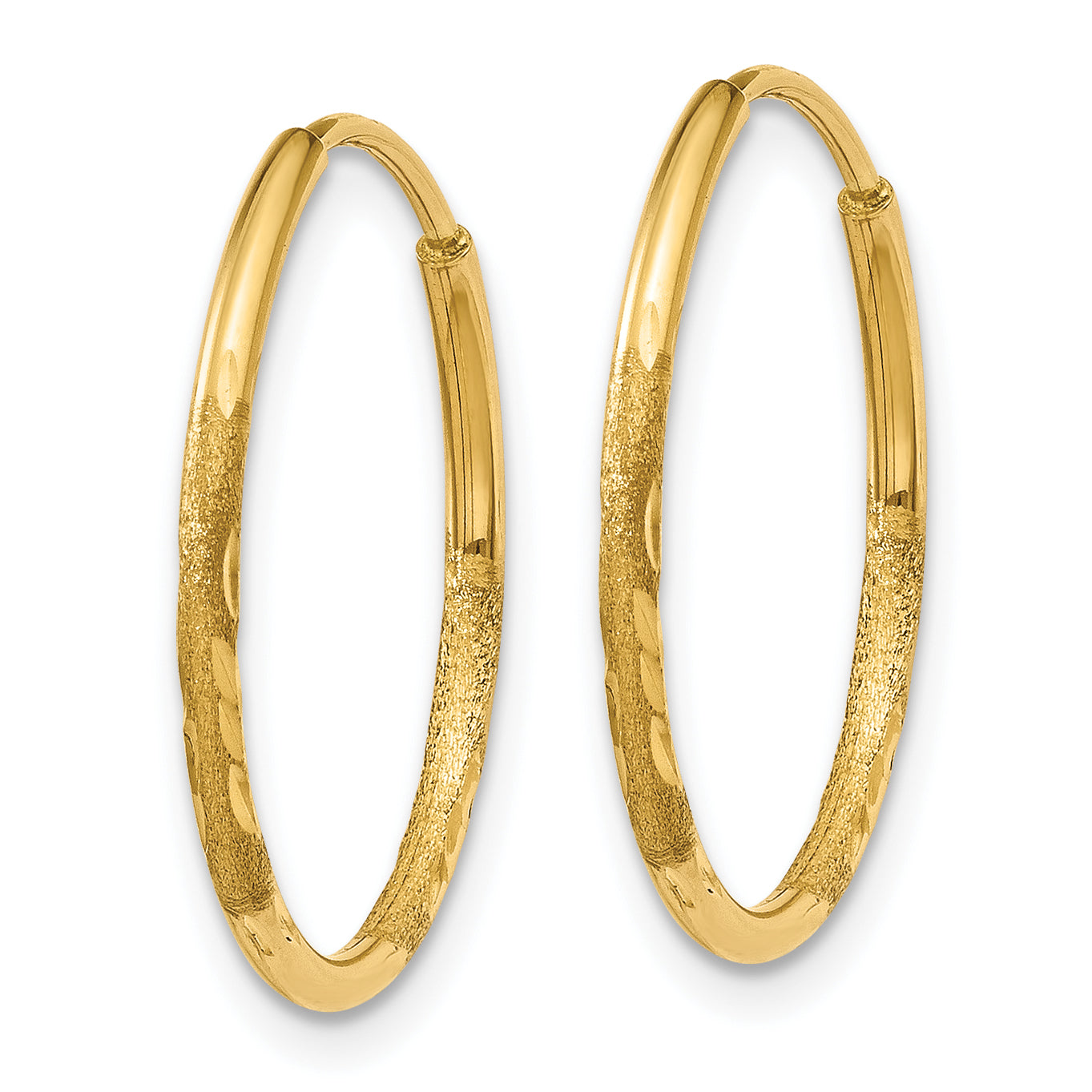 14k 1.20mm Diamond-cut Endless Hoop Earring Secondary image