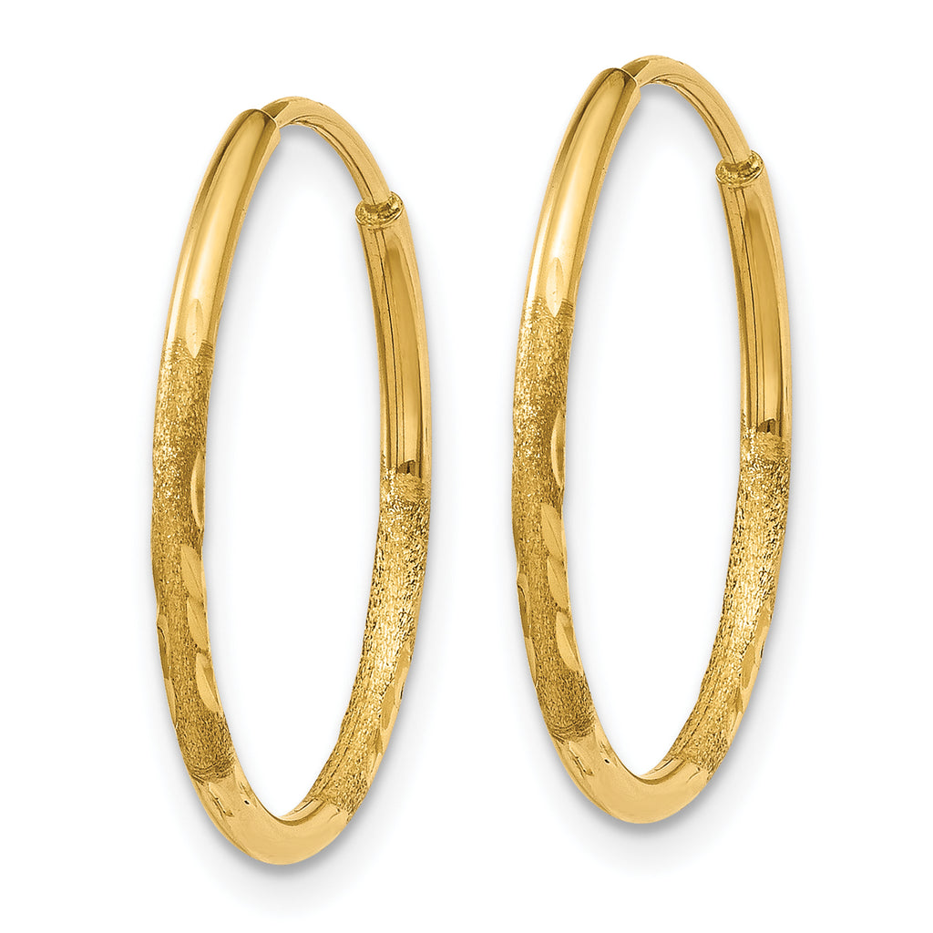 14k 1.20mm Diamond-cut Endless Hoop Earring