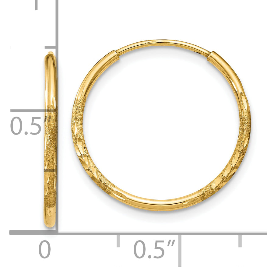14k 1.20mm Diamond-cut Endless Hoop Earring