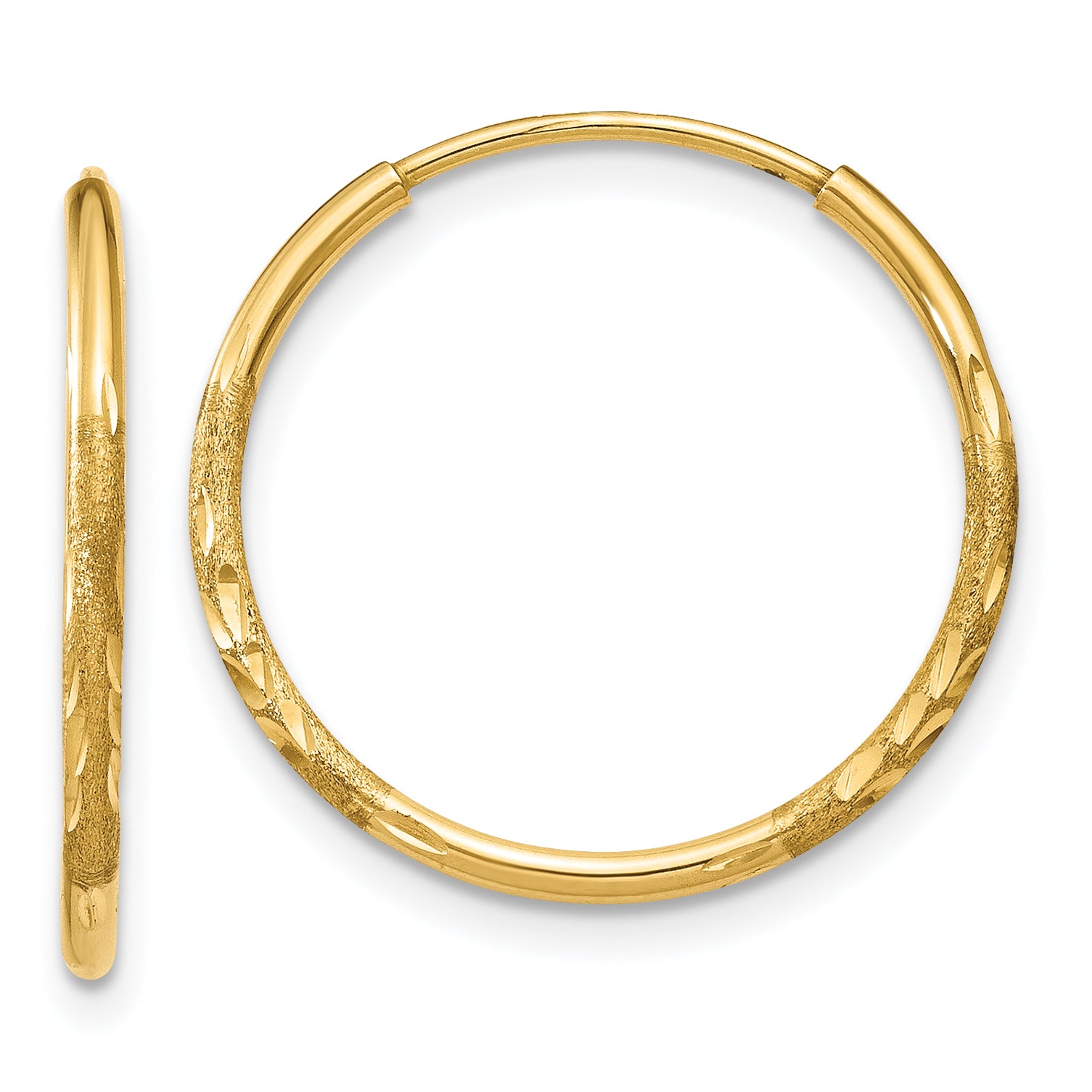 14k 1.20mm Diamond-cut Endless Hoop Earring