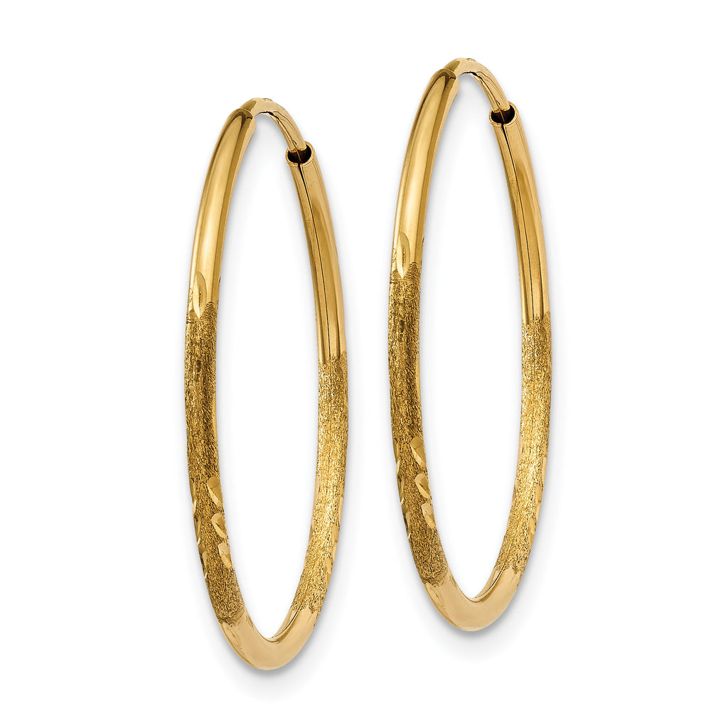 14k 1.0mm Diamond-cut Endless Hoop Earring