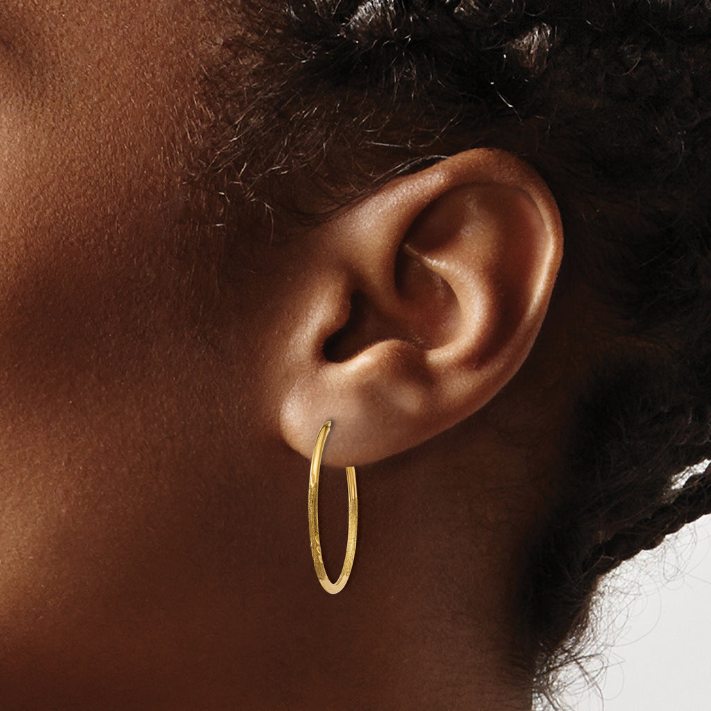14k 1.0mm Diamond-cut Endless Hoop Earring