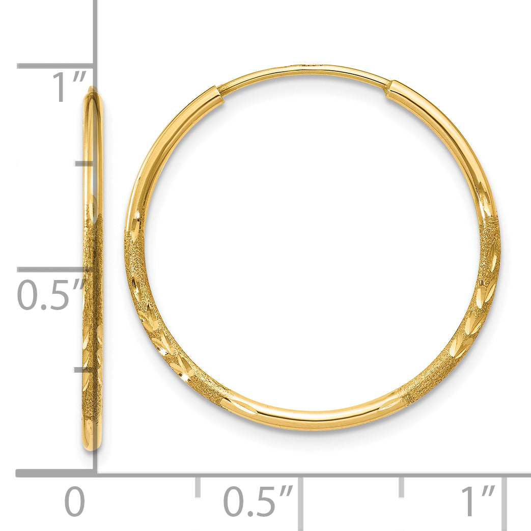 14k 1.0mm Diamond-cut Endless Hoop Earring