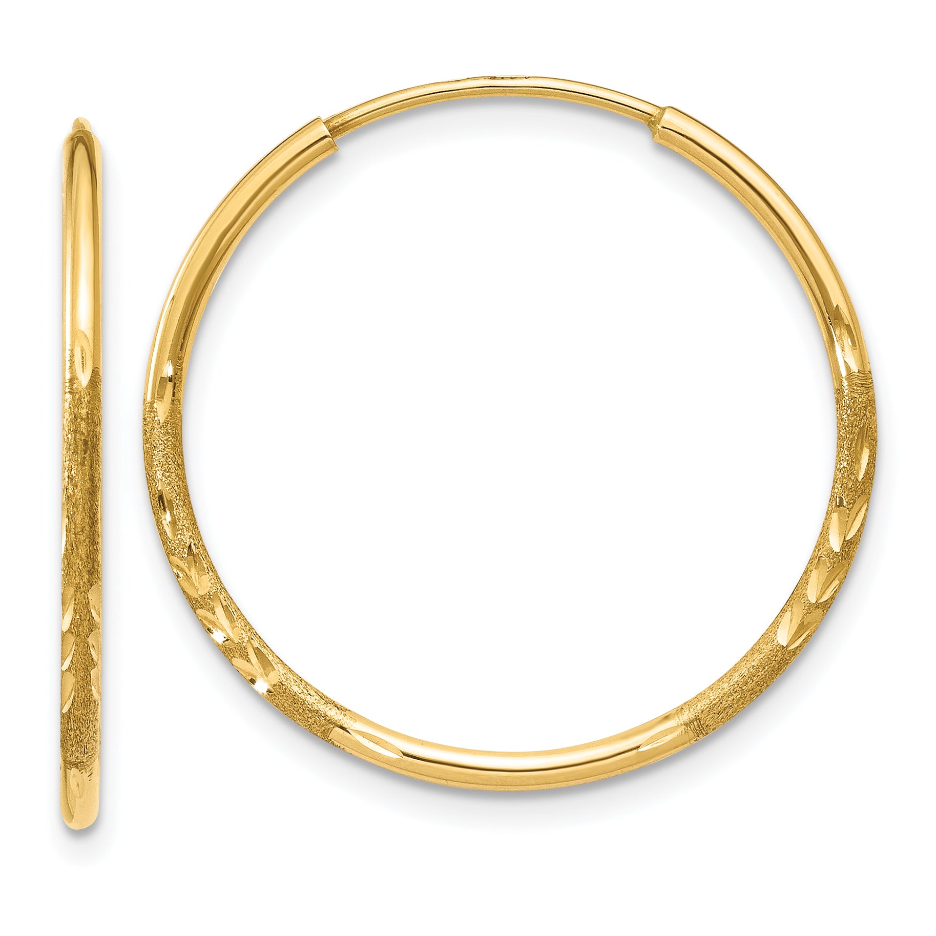14k 1.0mm Diamond-cut Endless Hoop Earring