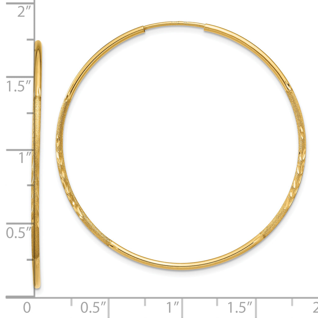 14k 1.25mm Diamond-cut Endless Hoop Earring