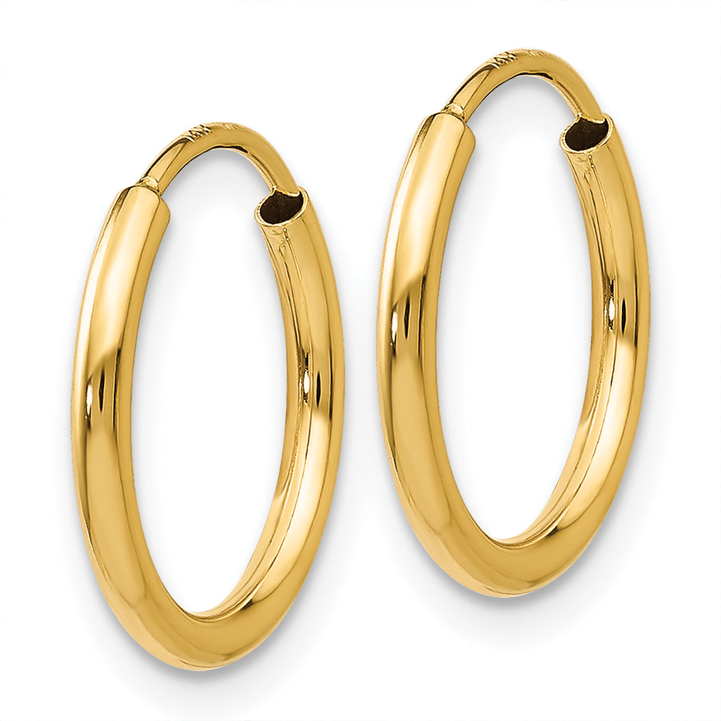 14k 1.2mm Polished Round Endless Hoop Earrings