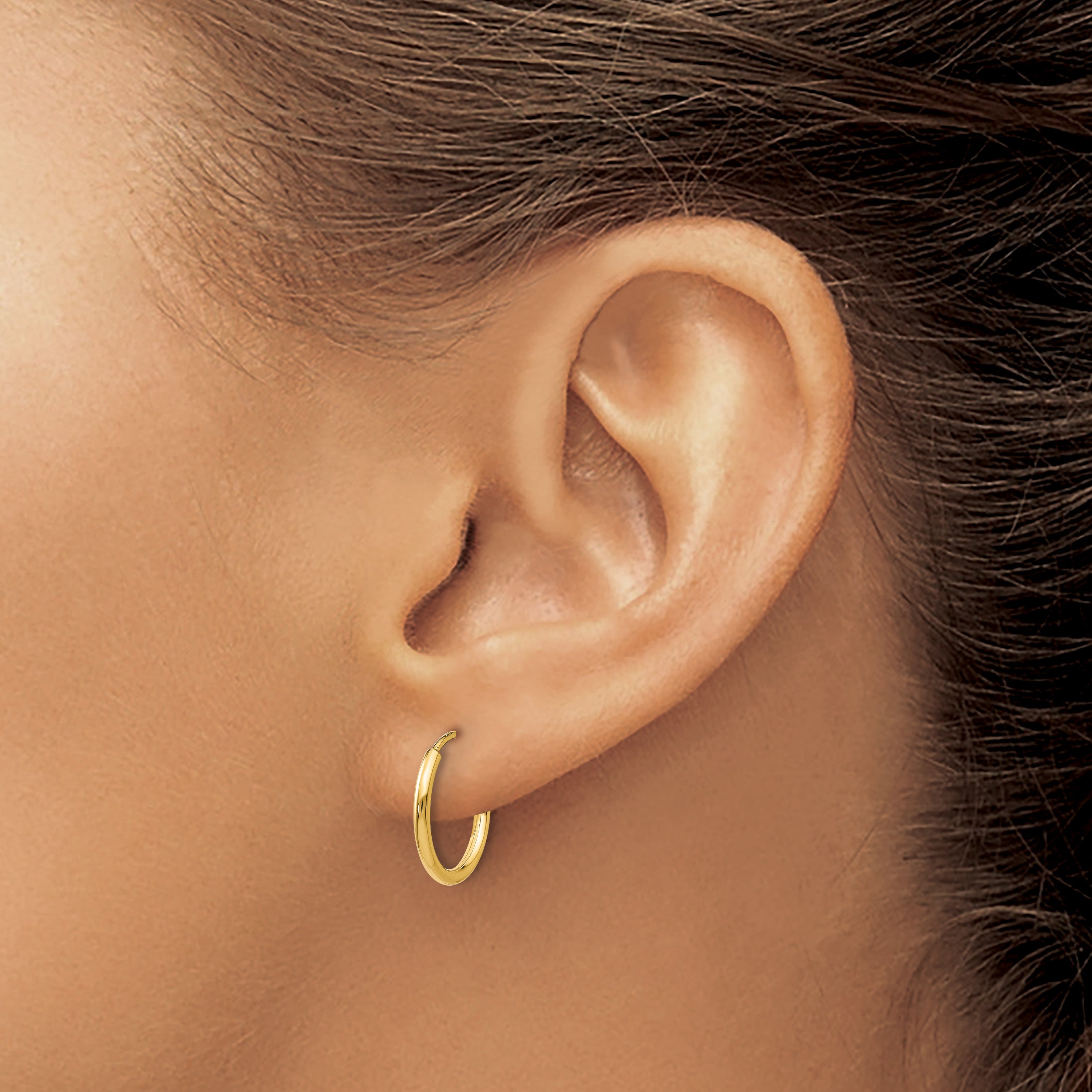 14k 1.2mm Polished Round Endless Hoop Earrings