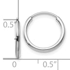 14k White Gold 1.2mm Polished Endless Hoop Earrings