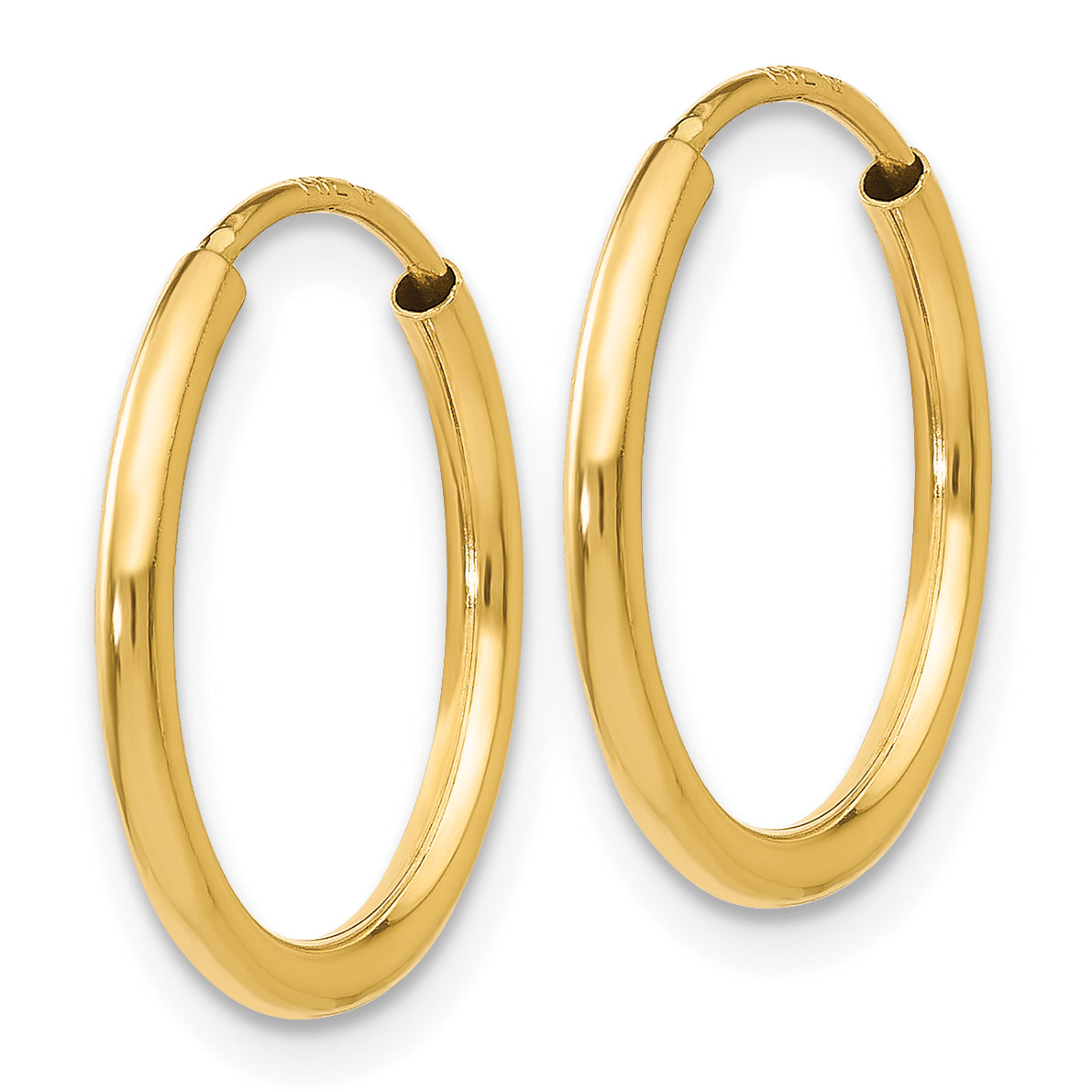 14k 1.2mm Polished Round Endless Hoop Earrings Secondary image