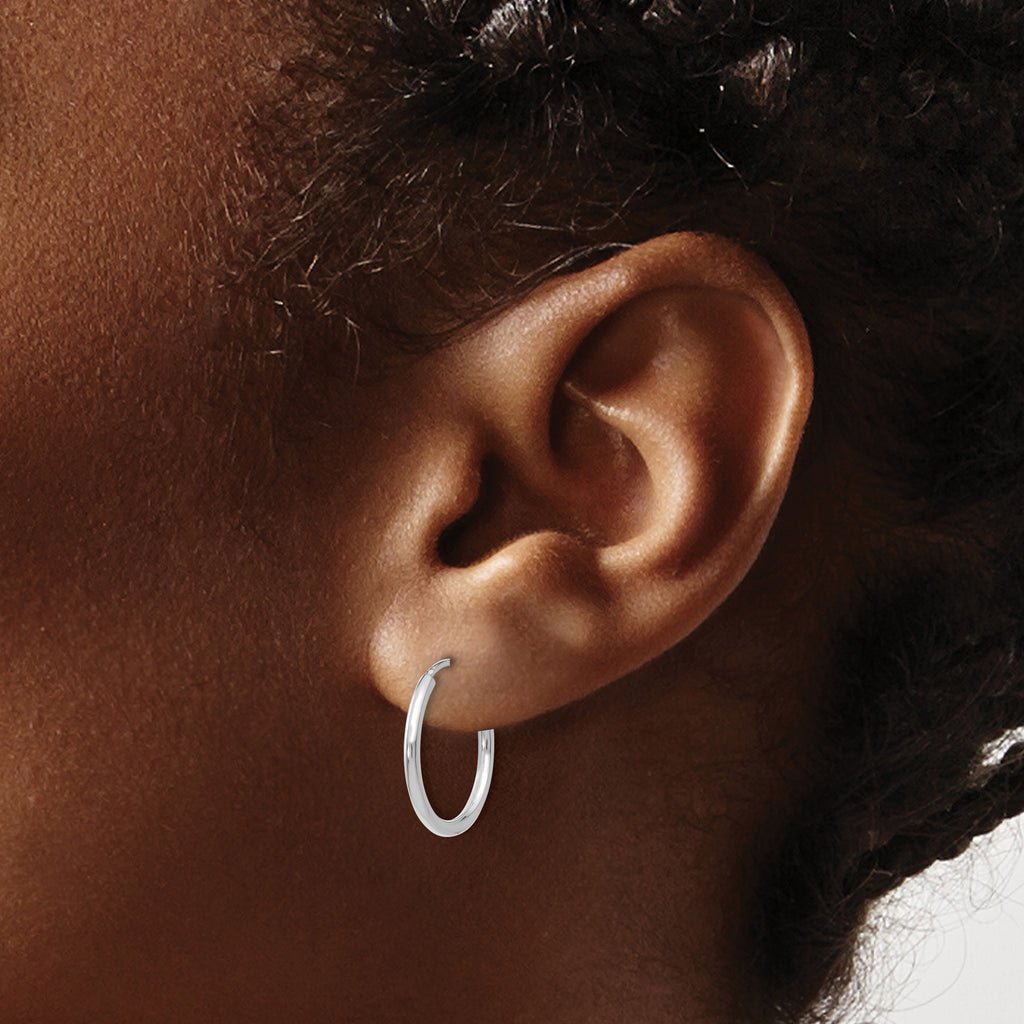 14k White Gold 1.50mm Polished Endless Hoop Earrings