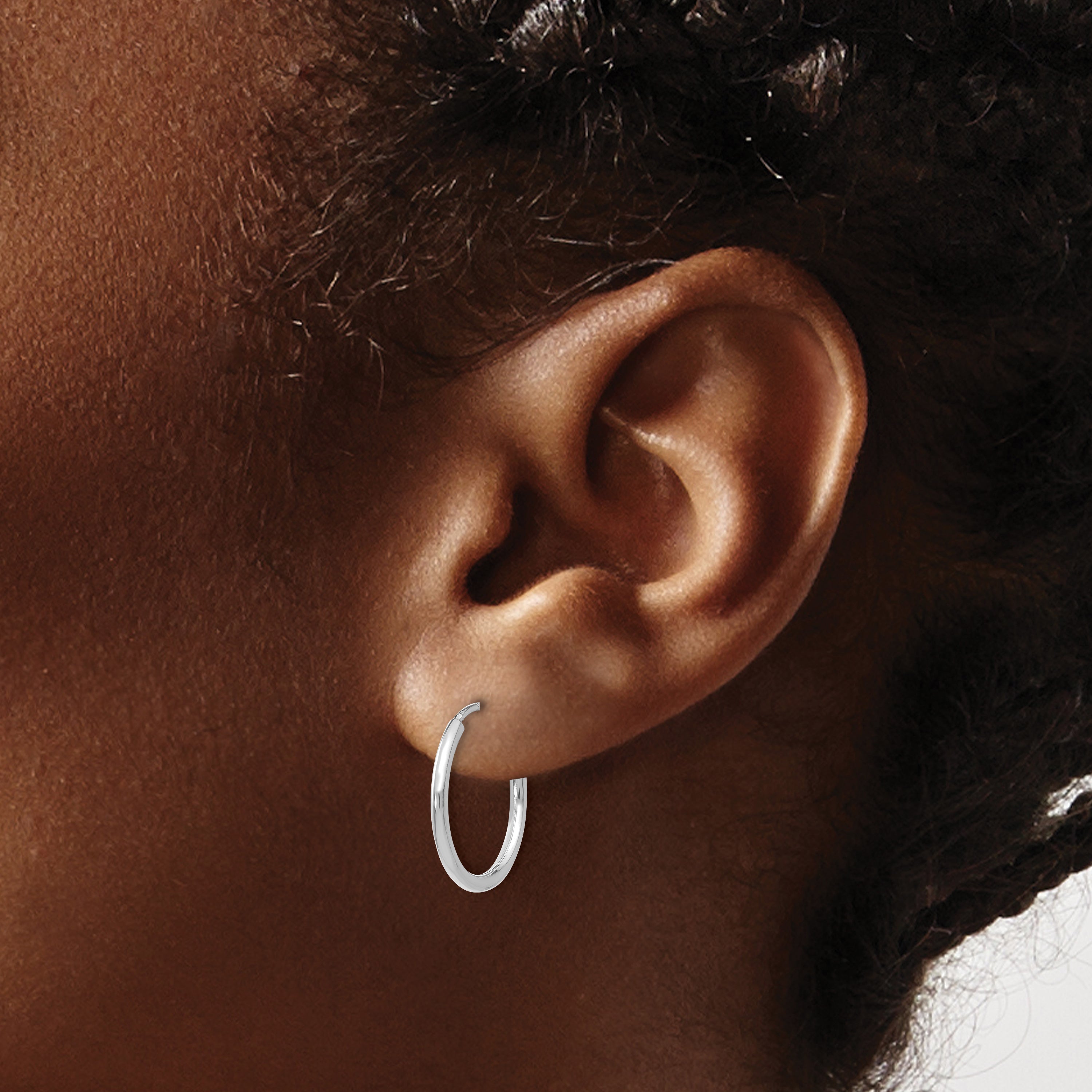 14k White Gold 1.50mm Polished Endless Hoop Earrings