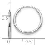 14k White Gold 1.50mm Polished Endless Hoop Earrings