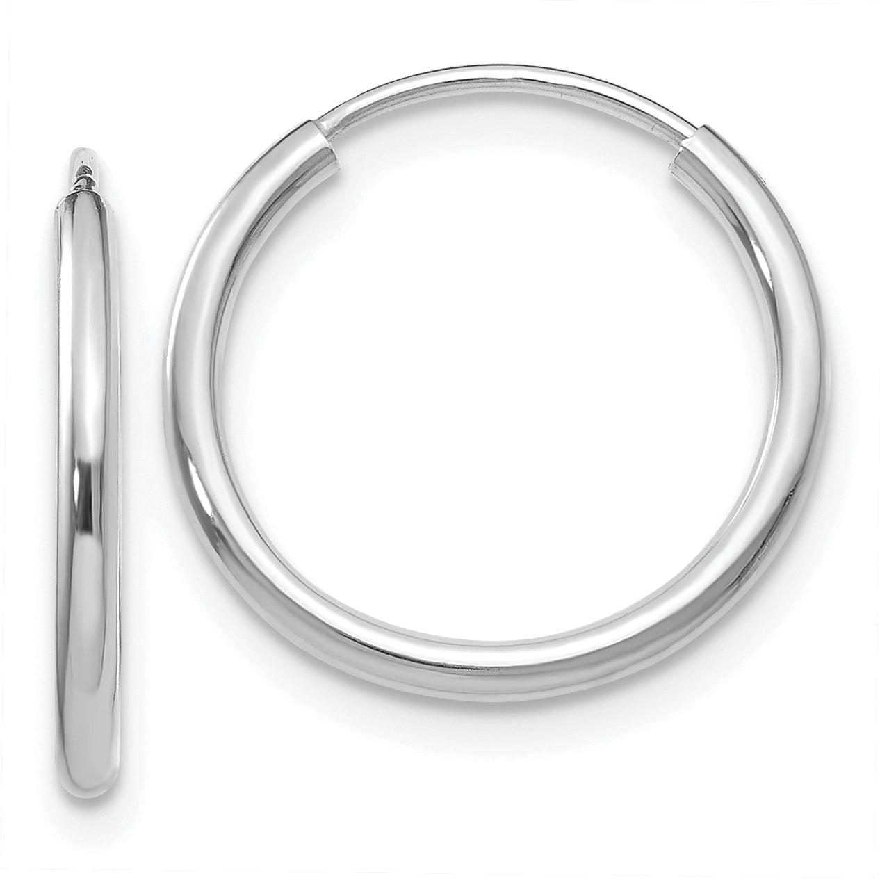 14k White Gold 1.50mm Polished Endless Hoop Earrings